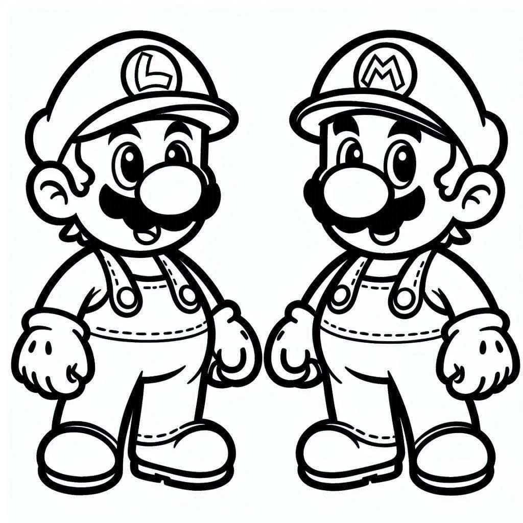 Coloriage Mario et Luigi 1