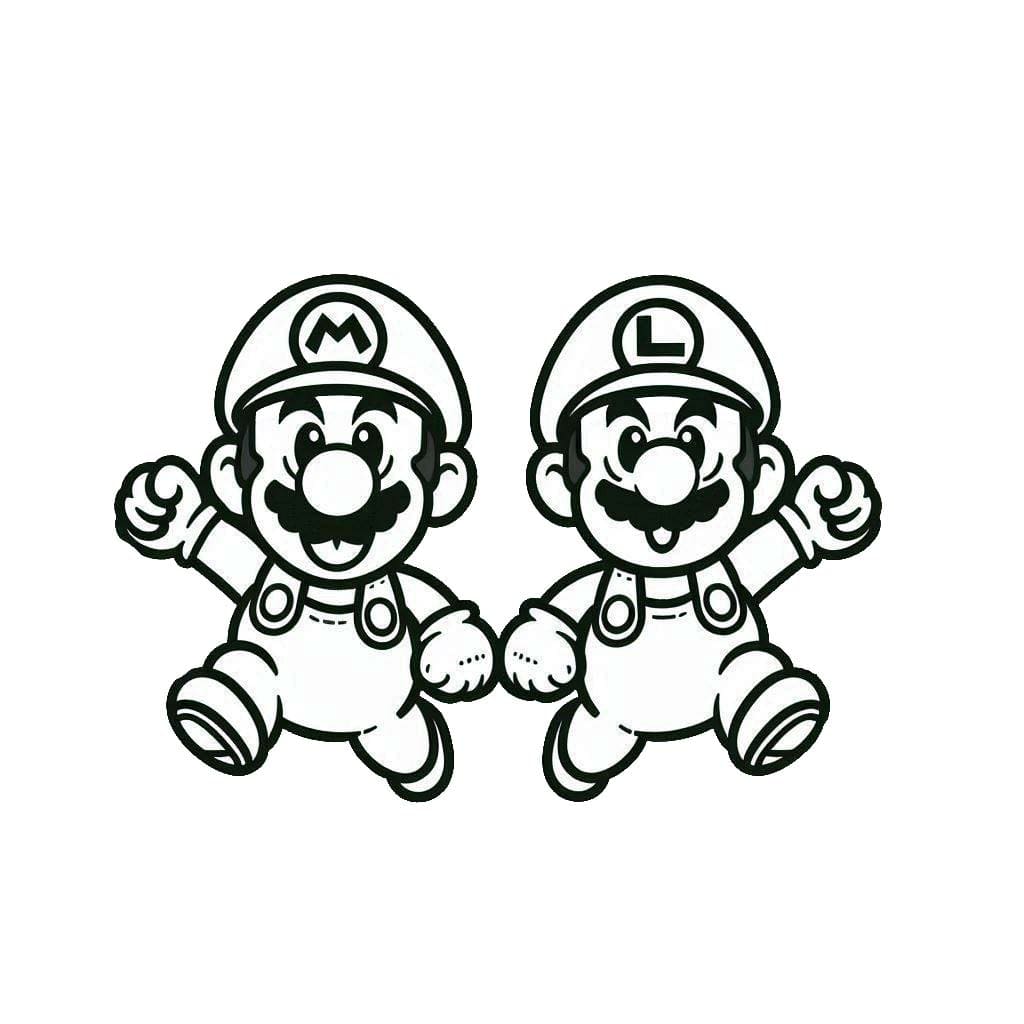 Coloriage Mario et Luigi 2