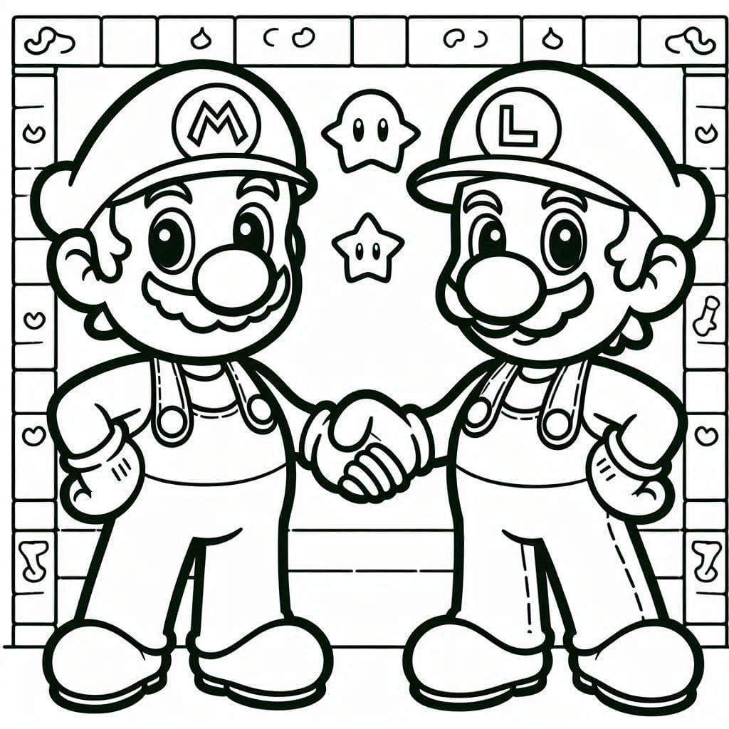 Coloriage Mario et Luigi 3