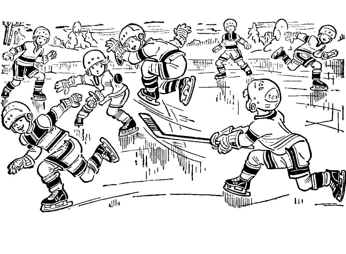 Coloriage Match de hockey sur glace