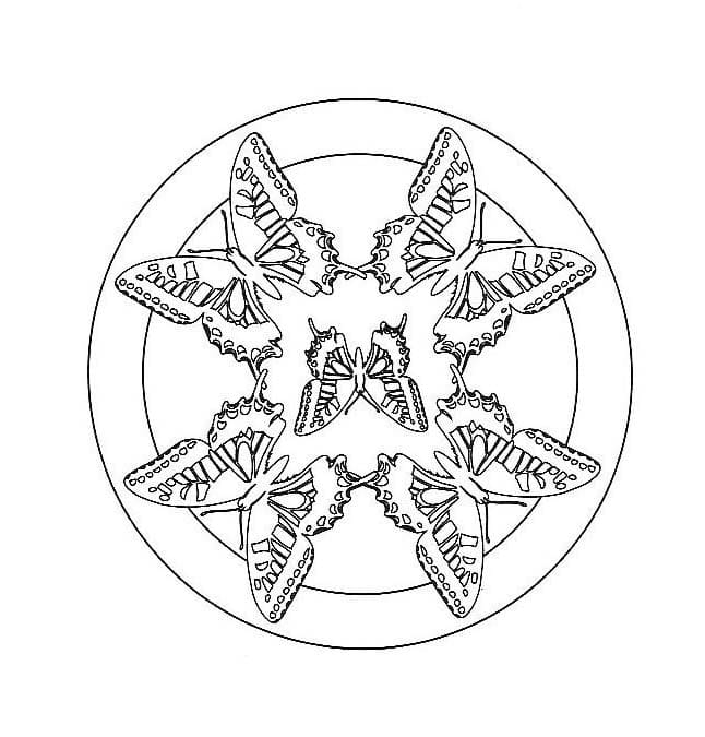 Coloriage Papillon Mandala Facile gratuit