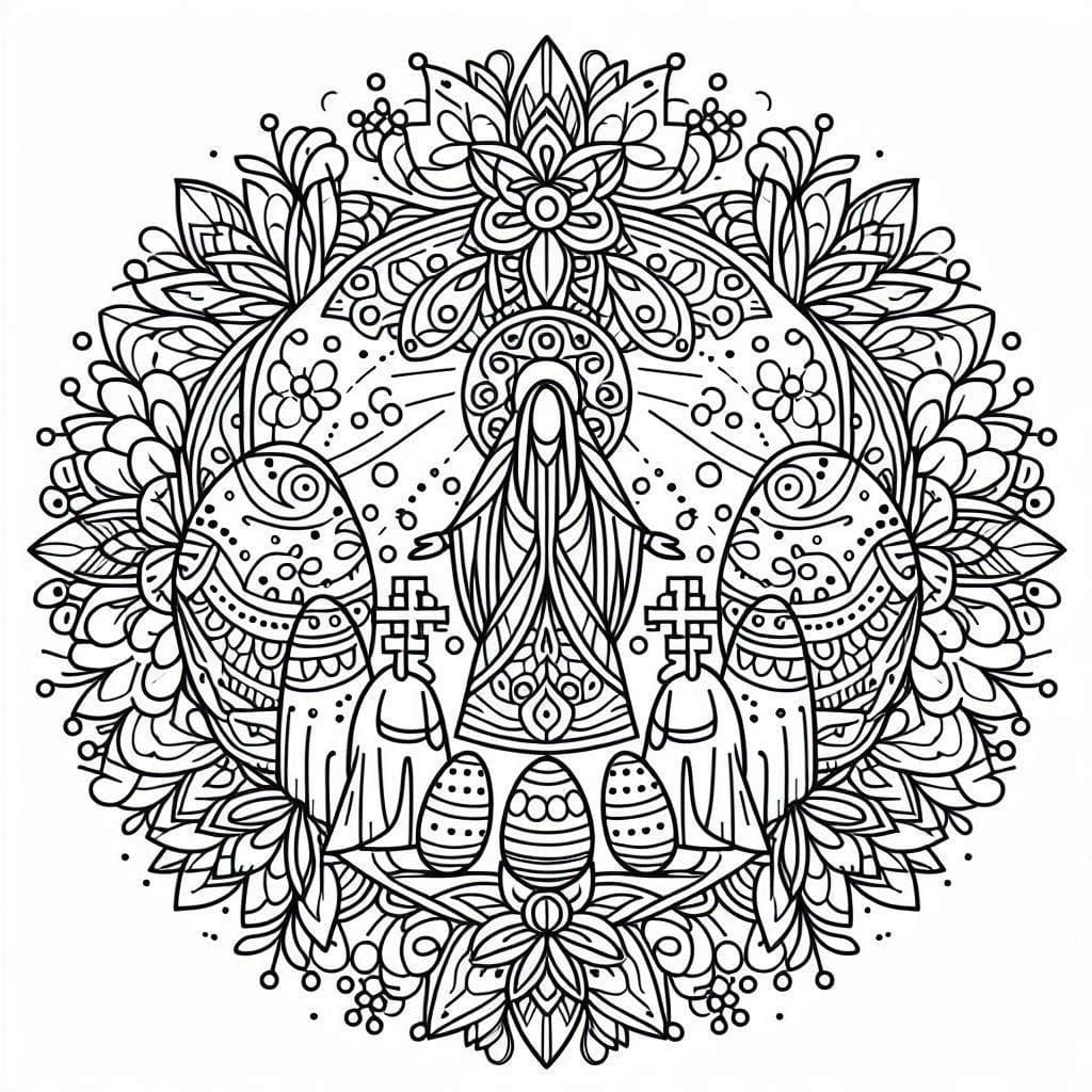 Coloriage Paques Mandala 1