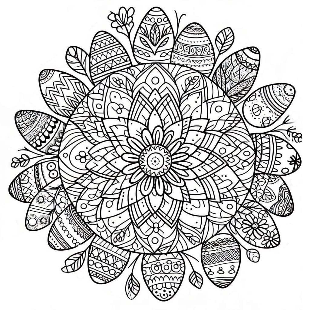 Coloriage Paques Mandala 2