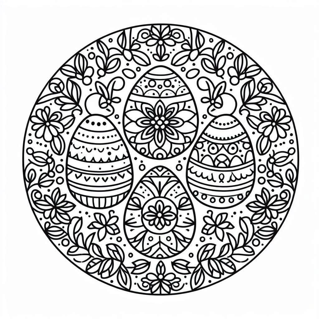 Coloriage Paques Mandala 3