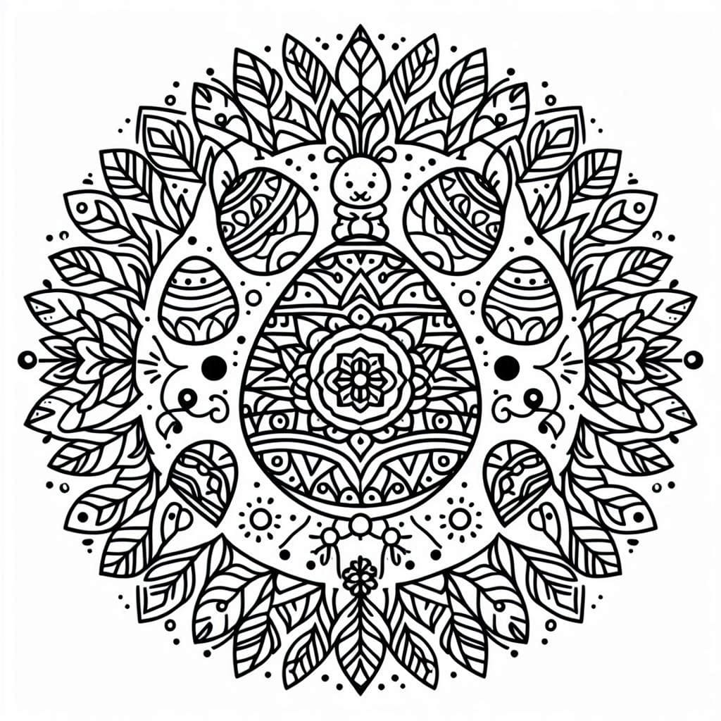 Coloriage Paques Mandala 4