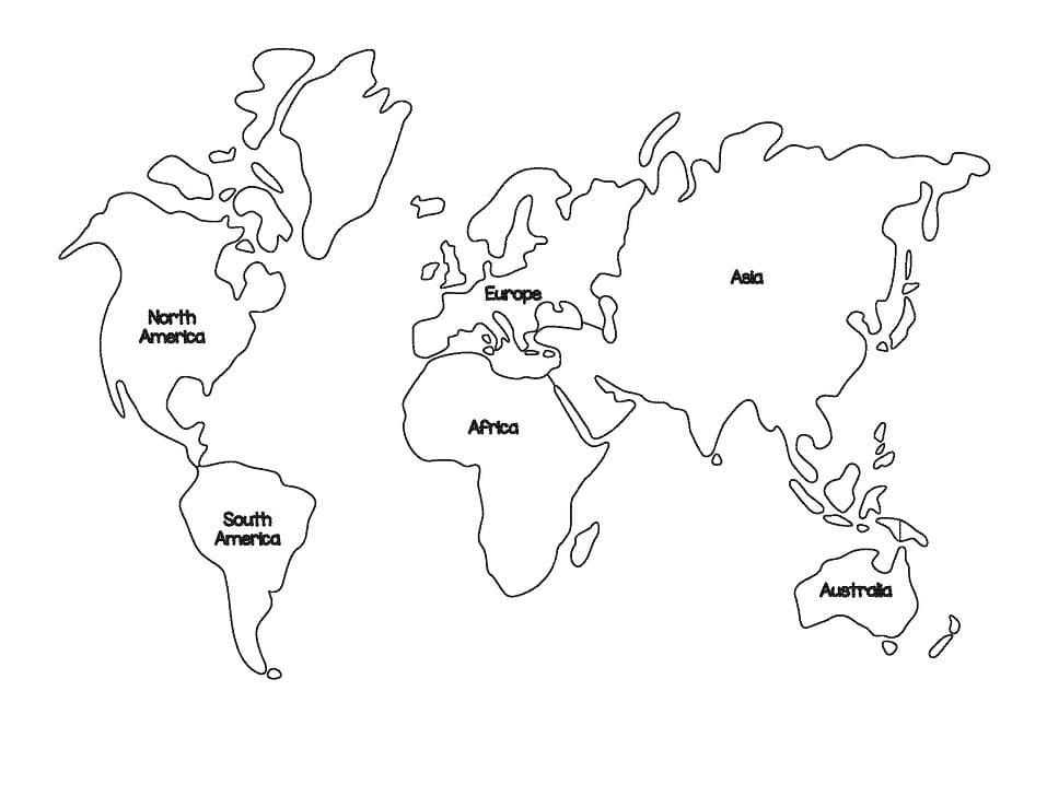 Coloriage Pays de la carte du monde