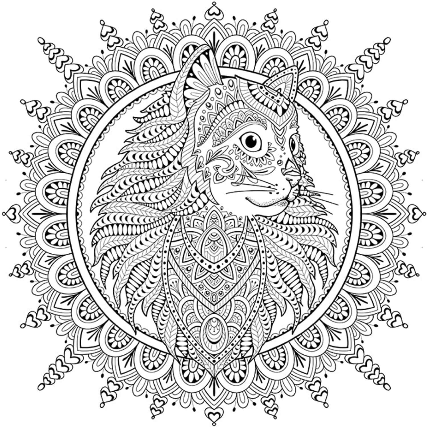 Coloriage Portrait de chat Mandala