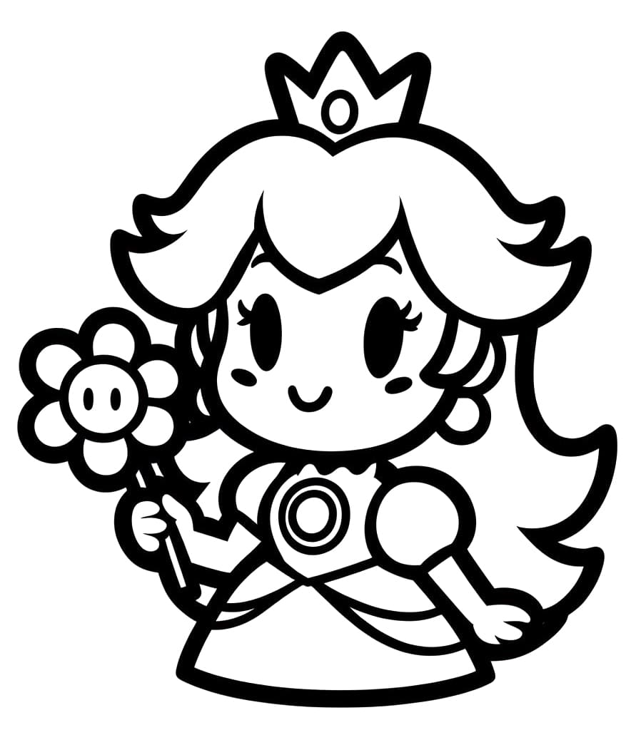 Coloriage Princesse Peach mignonne et chibi