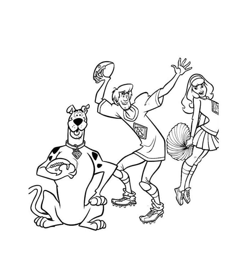 Coloriage Scooby Doo joue au rugby