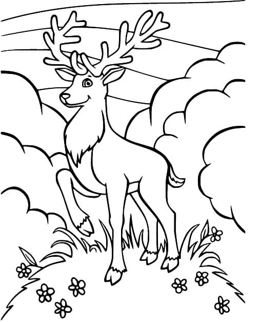 Coloriage Un cerfs très heureux