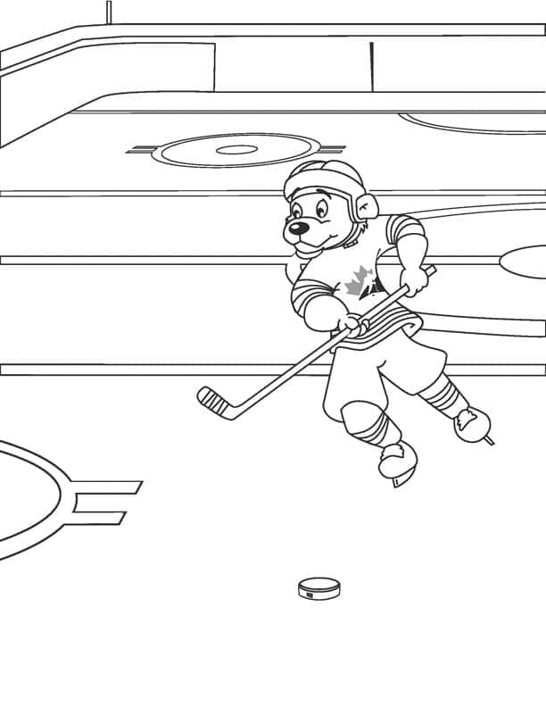 Coloriage Un chien joue au hockey