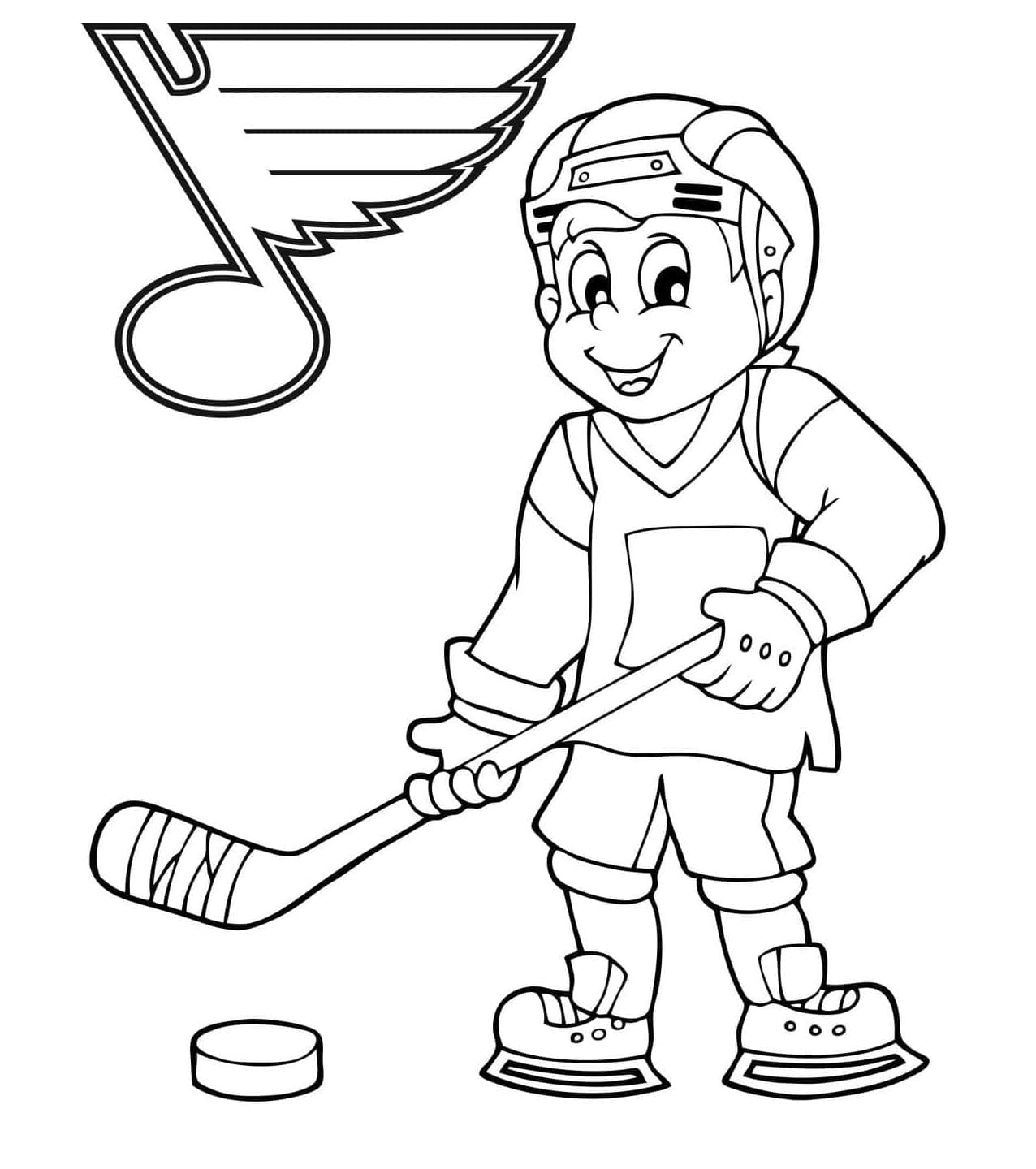 Coloriage Un garçon joue au hockey gratuitement