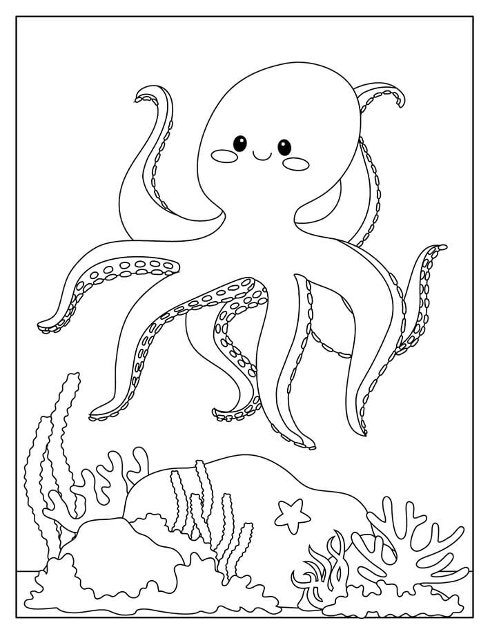 Coloriage Adorable pieuvre