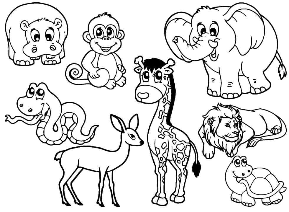 Coloriage Animaux adorables du zoo