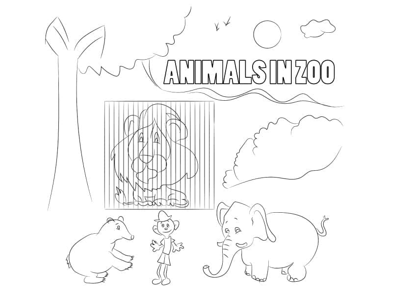 Coloriage Animaux au zoo