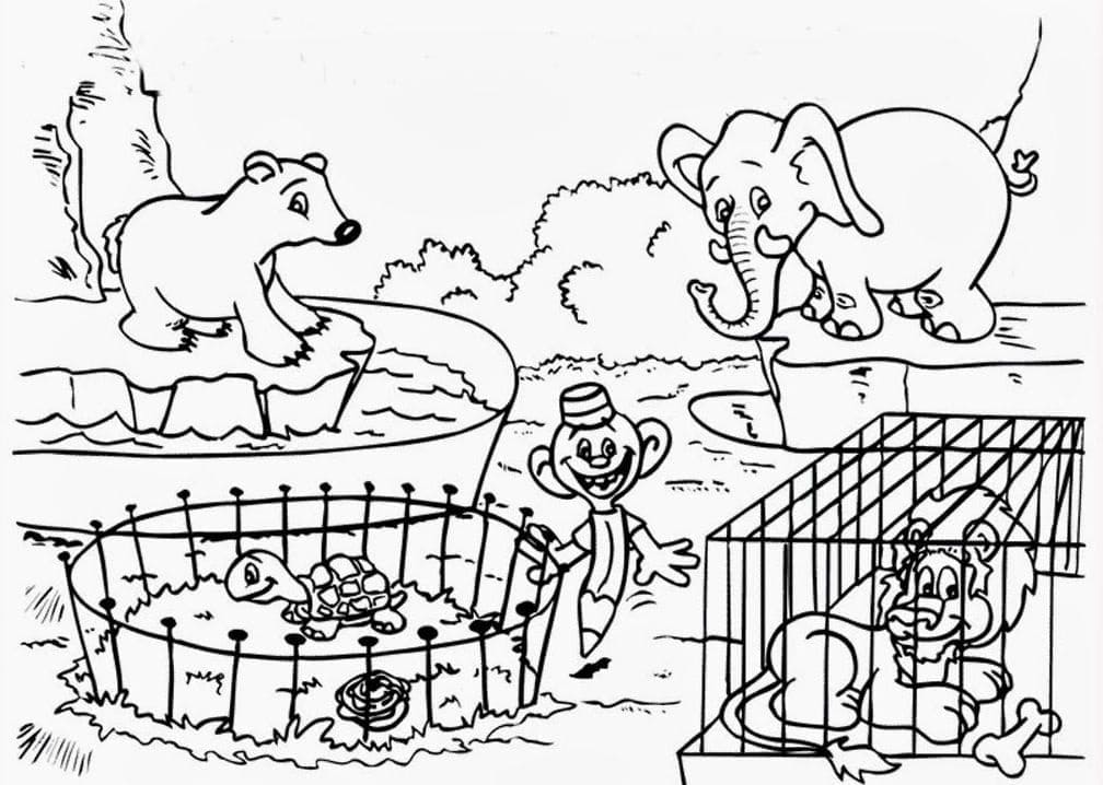 Coloriage Animaux de zoo amusants