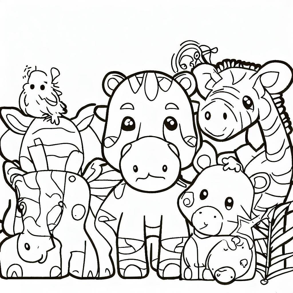 Coloriage Animaux du zoo mignons à imprimer