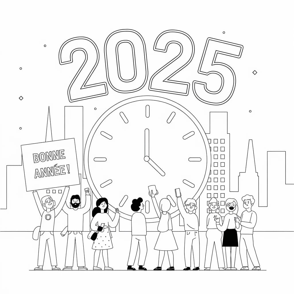 Coloriage Bonne année 2025 facile