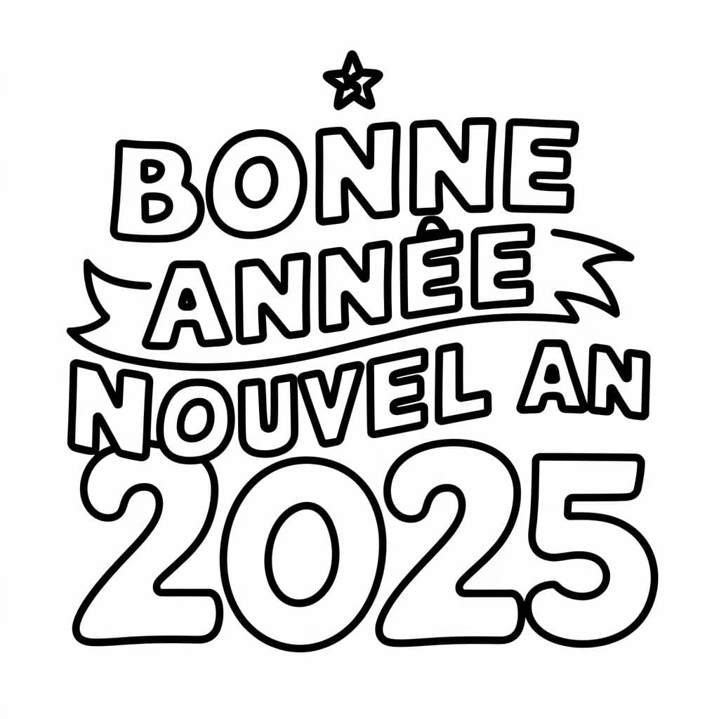 Coloriage Bonne année 2025 simple