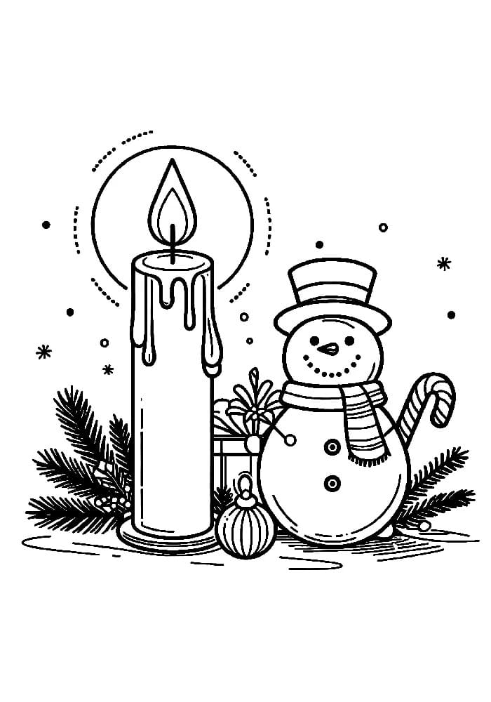 Coloriage Bougie de Noël 1