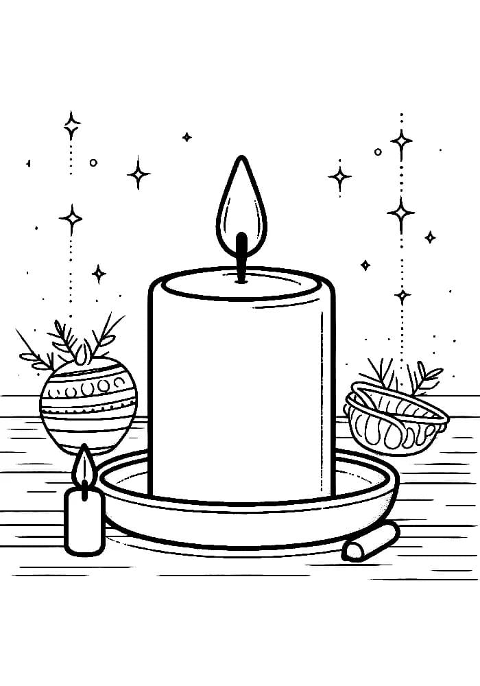 Coloriage Bougie de Noël 4