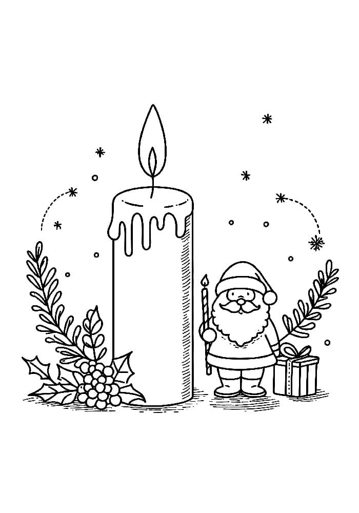 Coloriage Bougie de Noël 6