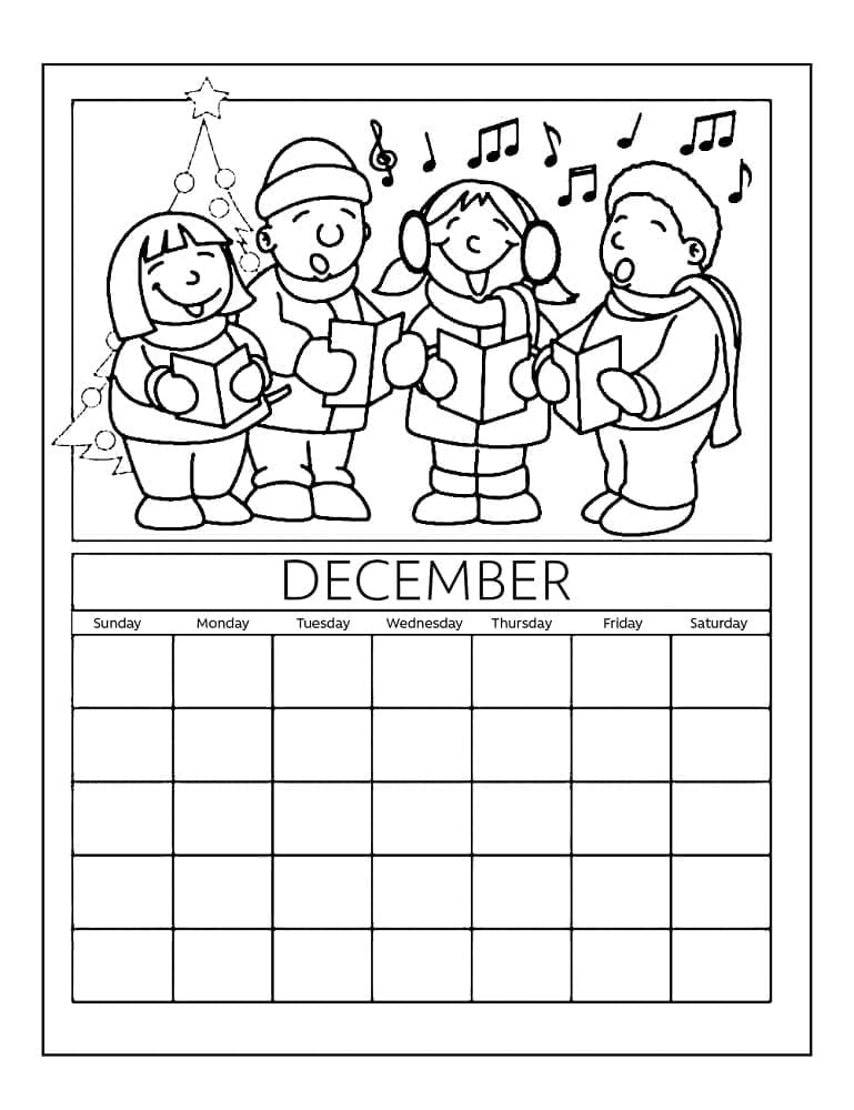 Coloriage Calendrier imprimable de décembre