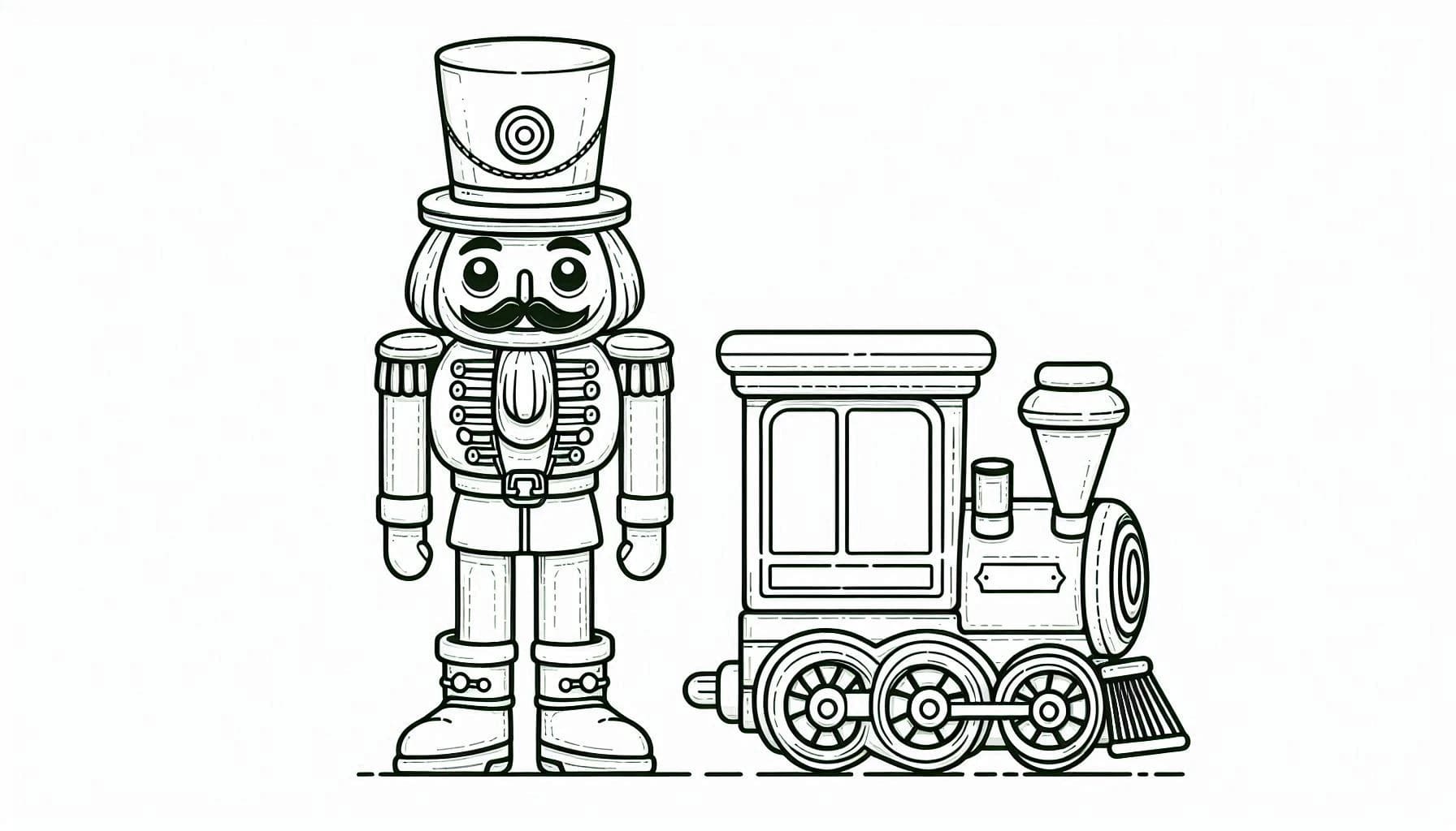 Coloriage Casse Noisette et les trains