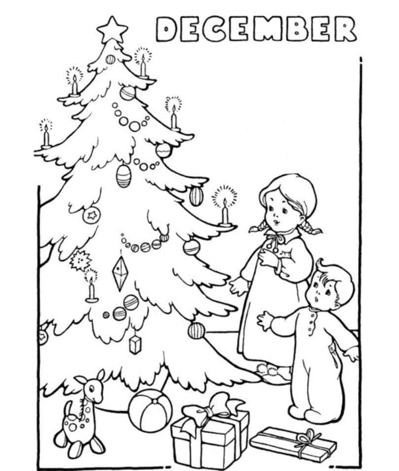 Coloriage Décembre Noël avec les enfants