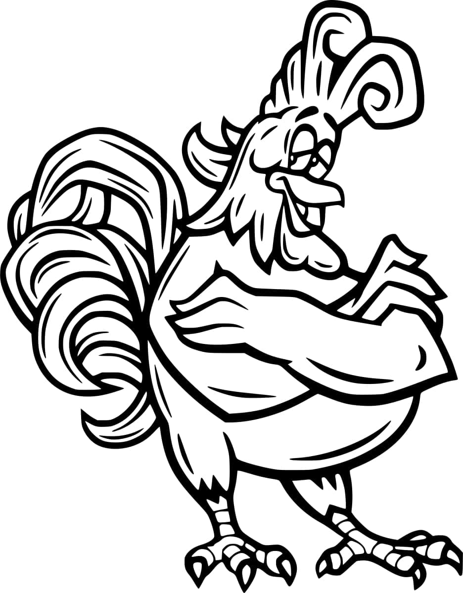 Coloriage Dessin animé coq