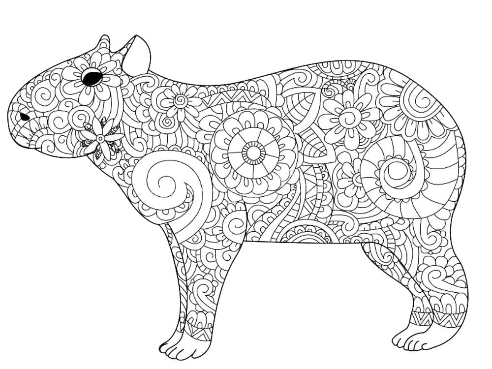 Coloriage Dessin de Capybara pour adultes