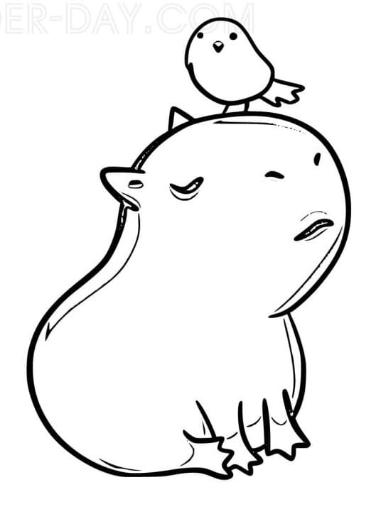 Coloriage Dessin une capybara endormi