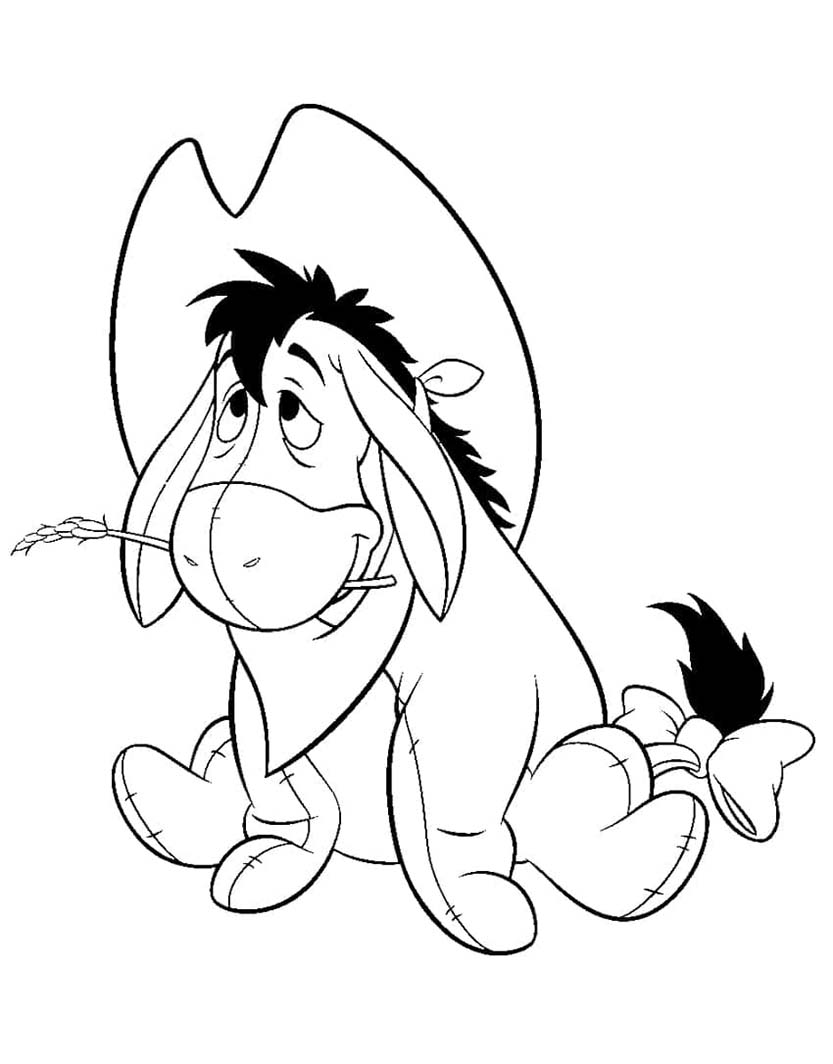 Coloriage Dessine Bourriquet au Chapeau de Cow-boy