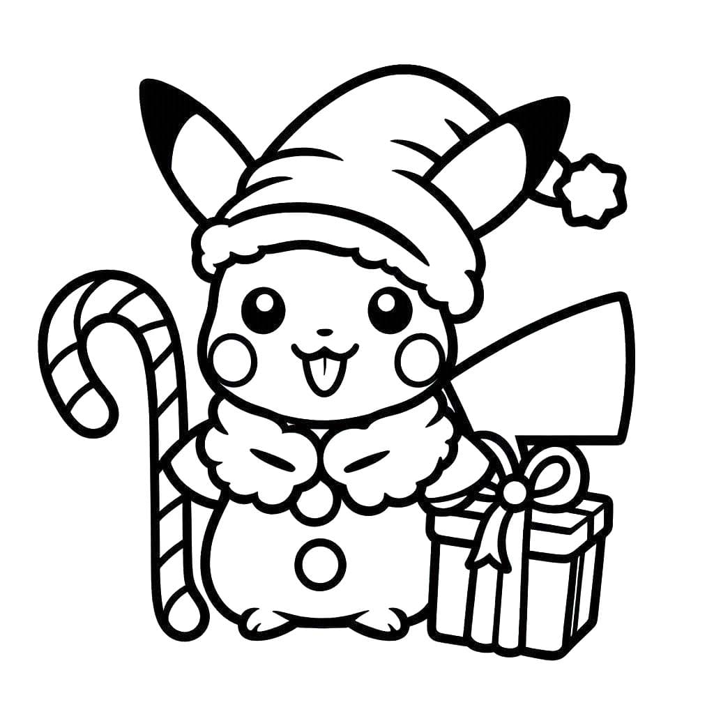 Coloriage Dessine mignon Pikachu Noël