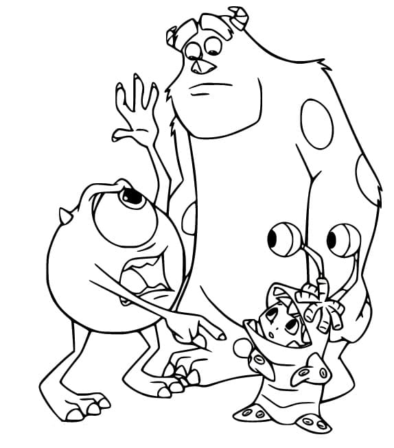 Coloriage Dessine Mike, Sullivan et Boo