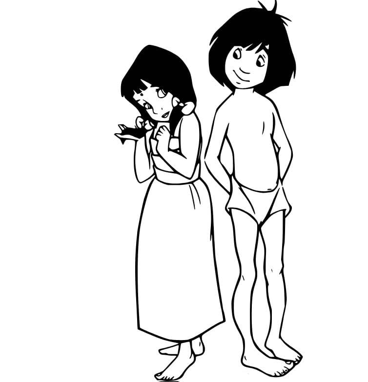 Coloriage Dessine Mowgli et Shanti