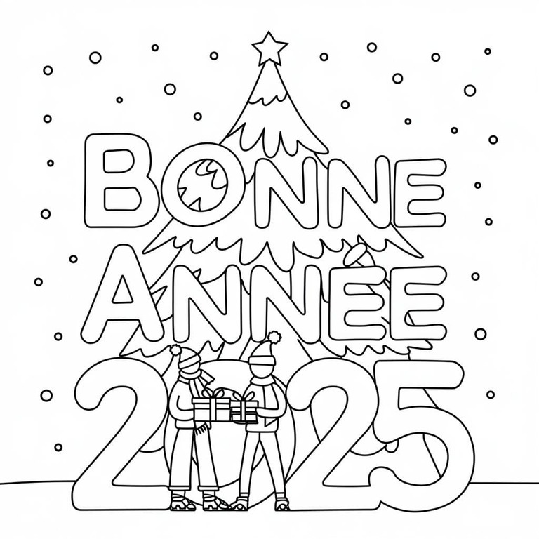 Coloriage Dessiner Bonne Année 2025 Gratuit