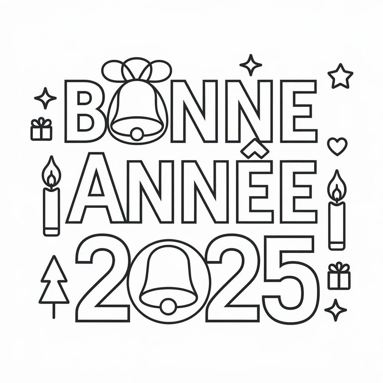 Coloriage Dessiner Bonne Année 2025 Pour Enfants