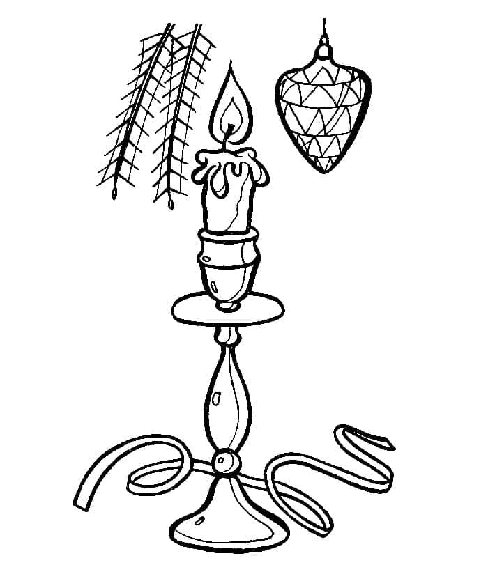 Coloriage Dessiner bougie de Noël gratuit