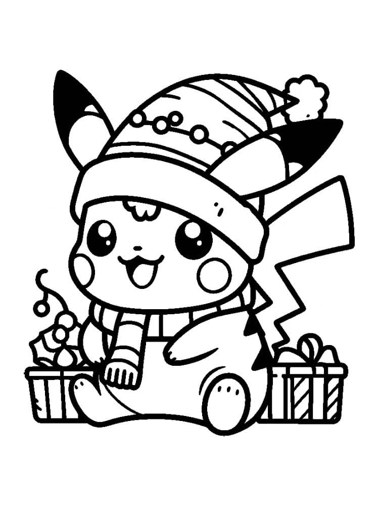 Coloriage Dessiner chibi Pikachu Noël