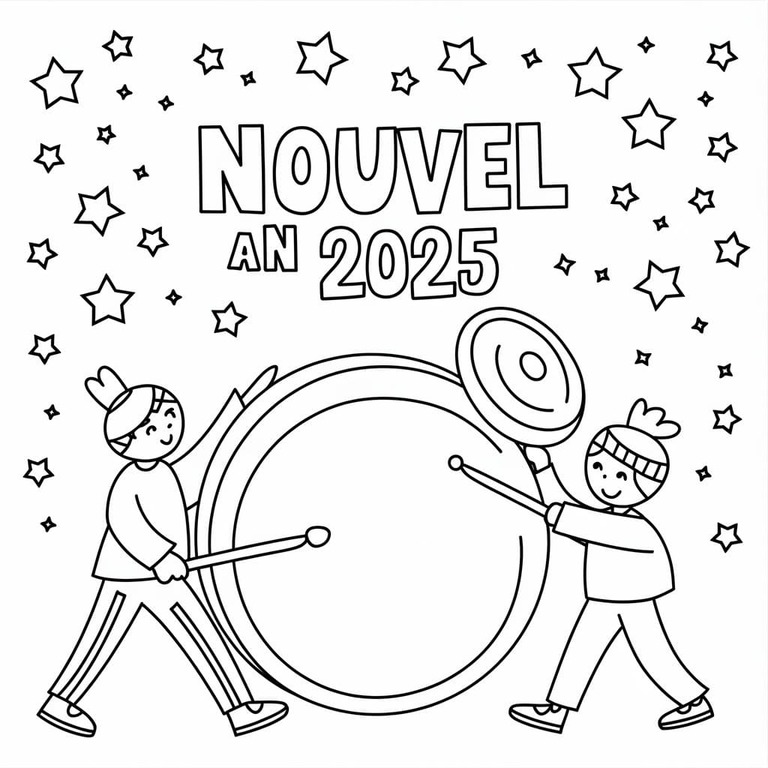 Coloriage Dessiner Dessin de Nouvel An 2025