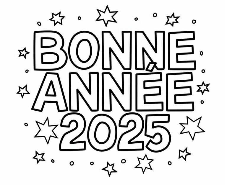 Coloriage Dessiner Gratuit de Bonne Année 2025