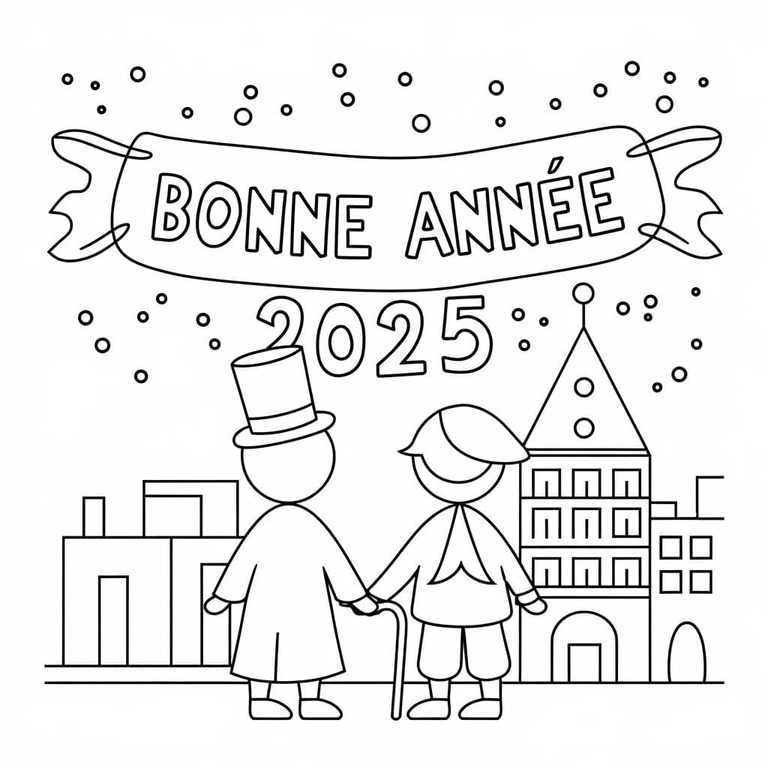 Coloriage Dessiner Image de Bonne Année 2025