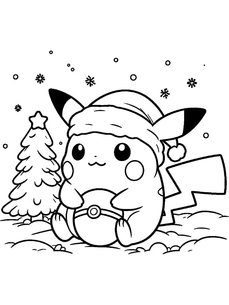 Coloriage Dessiner image Pikachu Noël