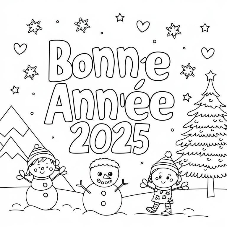 Coloriage Dessiner Imprimable Bonne Année 2025