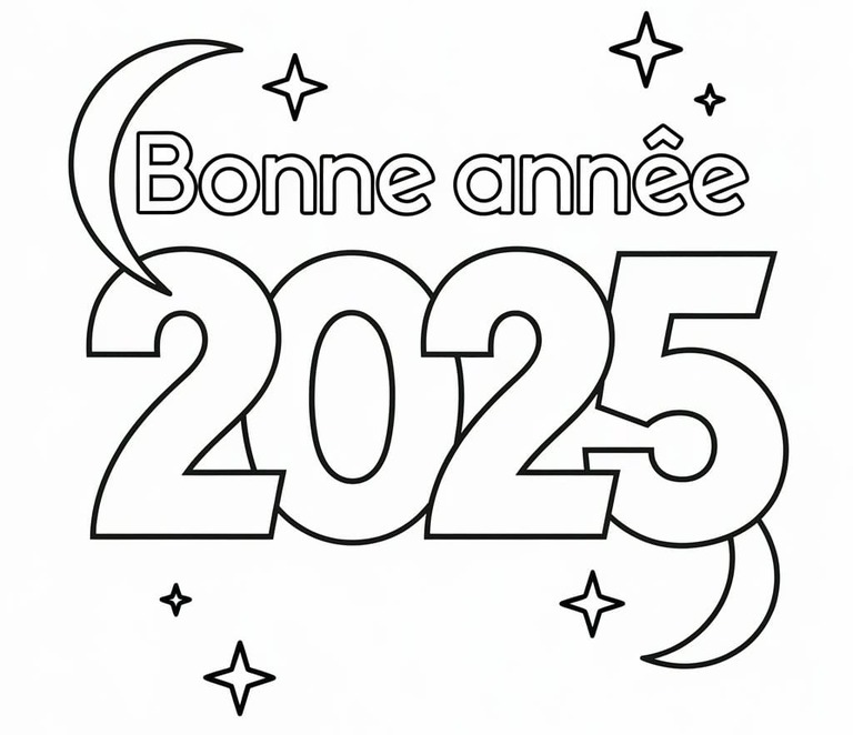 Coloriage Dessiner Peinture de Bonne Année 2025