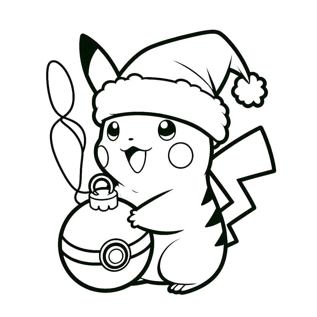 Coloriage Dessiner Pikachu Noël 12