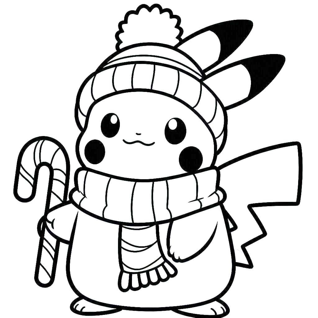 Coloriage Dessiner Pikachu Noël 5