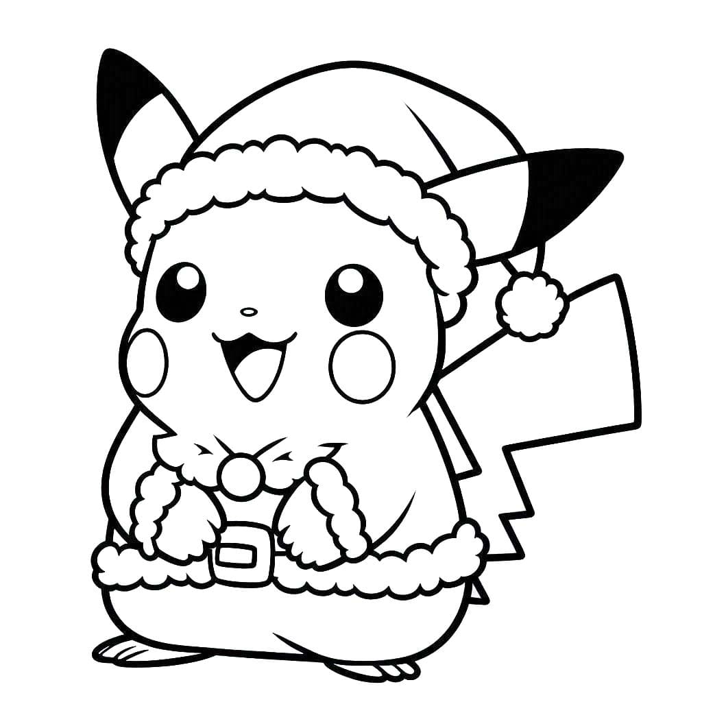 Coloriage Dessiner Pikachu Noël 6