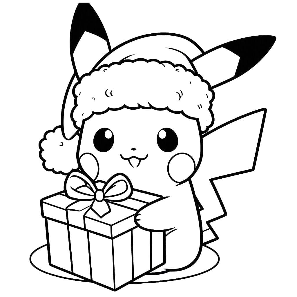 Coloriage Dessiner Pikachu Noël 7